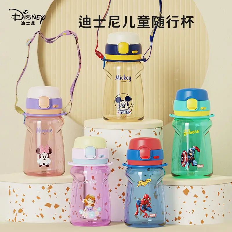 

500ML DISNEY Mickey kids water bottle Spider-Man baby Feeding cup with Straw Tritan Outdoor Travel drink ware for children