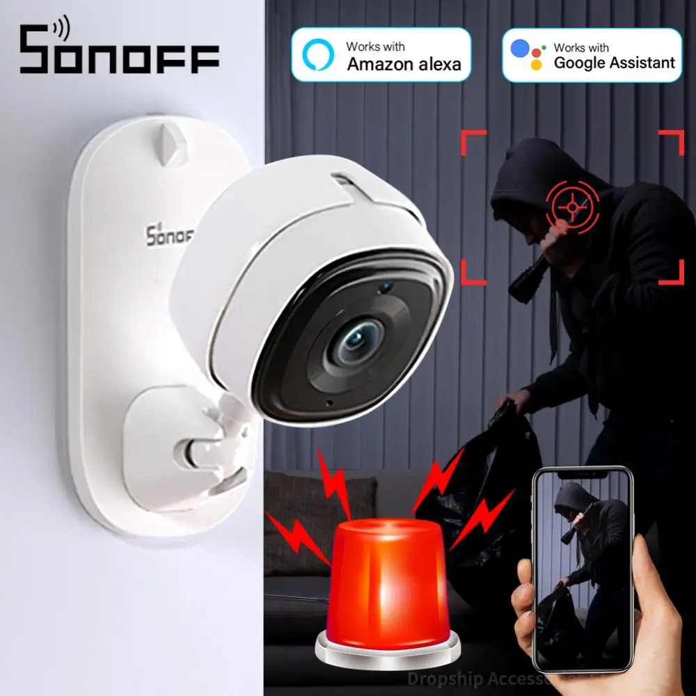 SONOFF CAM Slim Smart Home WiFi 1080P Security Camera Mini Surveillance Camera Two-way Audio Auto Tracking Motion Video Record