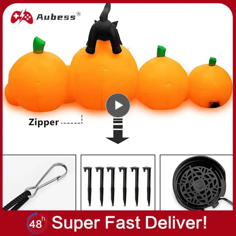 

8 Feet Halloween Decoration Inflatable Pumpkin Explosion Animation Witch Cat Pumpkin Built-in LED Light