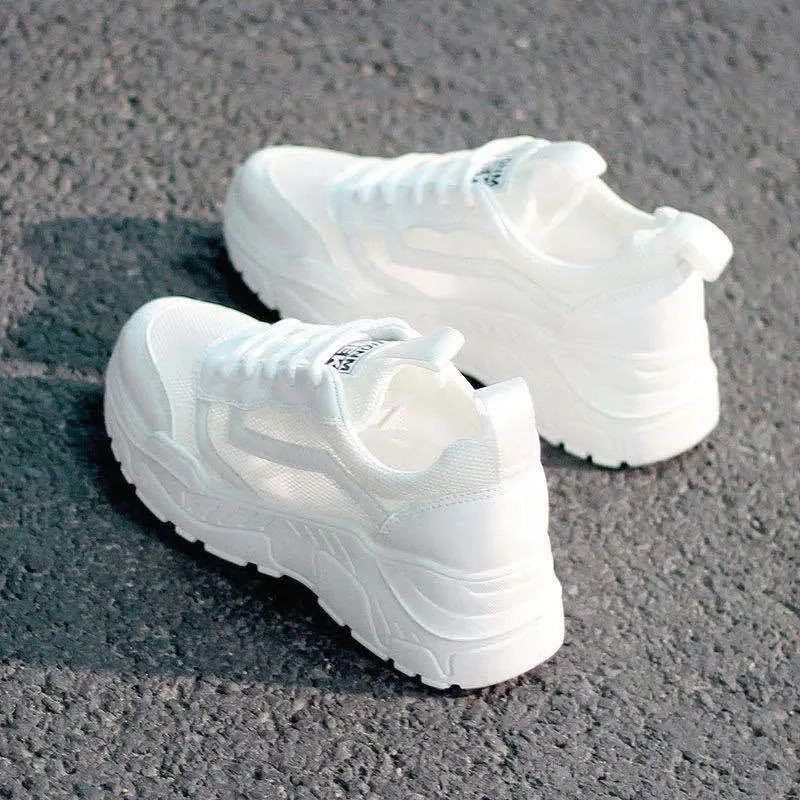 

Туфли женские маленькие белые, весна-осень 2023, новая Корейская версия, модные женские летние дышащие сетчатые туфли, Папины туфли