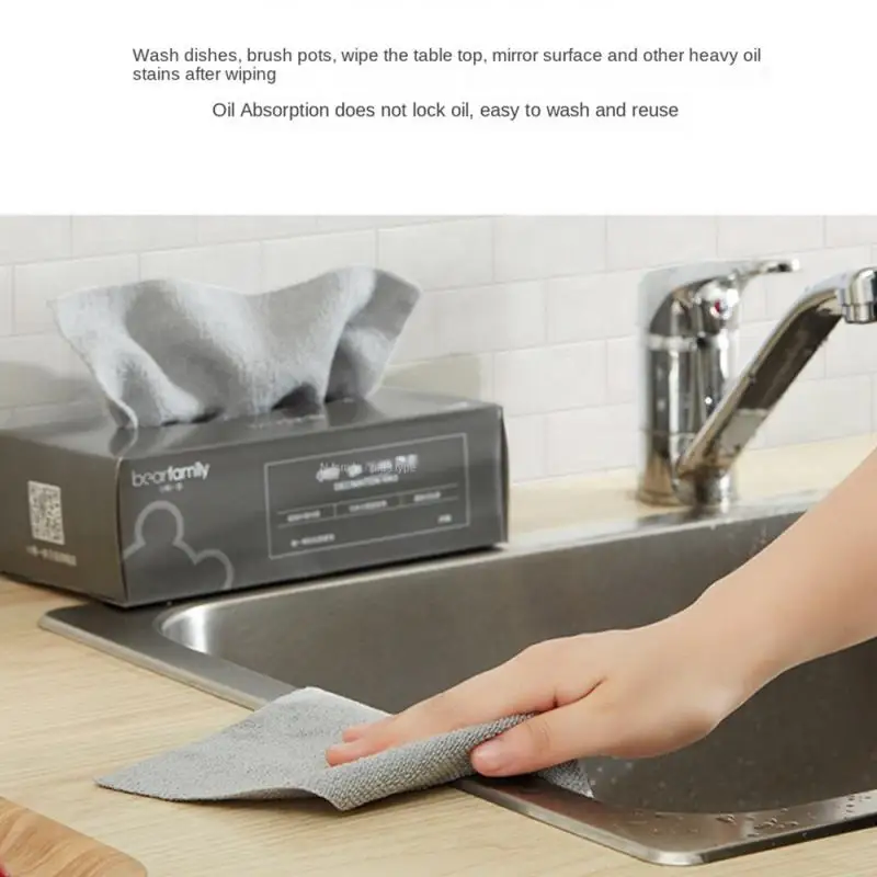 

2023 Cleaning Cloth Kitchen Daily Necessities Department Store Dish Towel English Packaging Microfiber Withdrawable Dishcloth