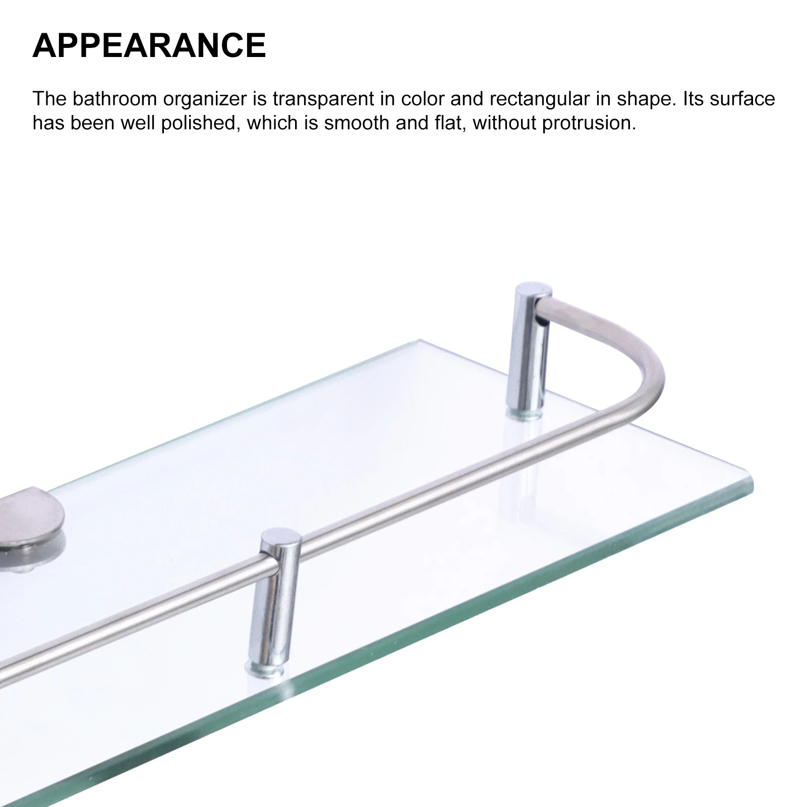 Стеклянная угловая полка для душа 40/50 см подвесная из нержавеющей стали ванной