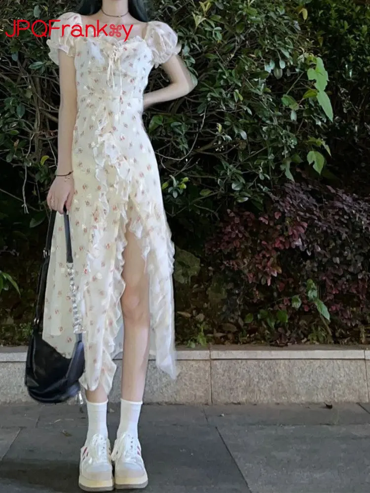 

Летом 2023 года новое Цветочное платье с вырезом-длинная, мягкая, сексуальная, тонкая и облегающая юбка для женщин.