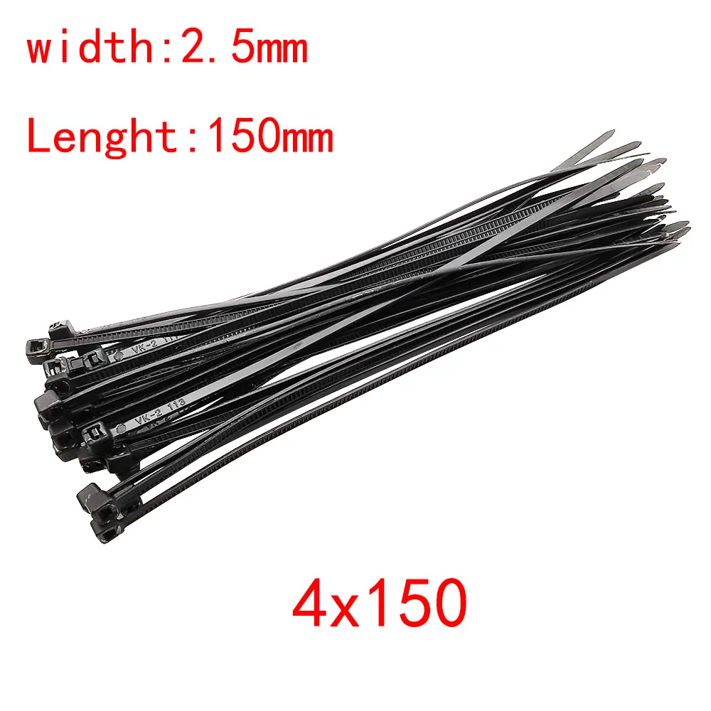 

50/100/200Pcs 4x150 Self-locking Zip Tie Strap Plastic Nylon Ties Black Fastening Ring Wire Cable Tie