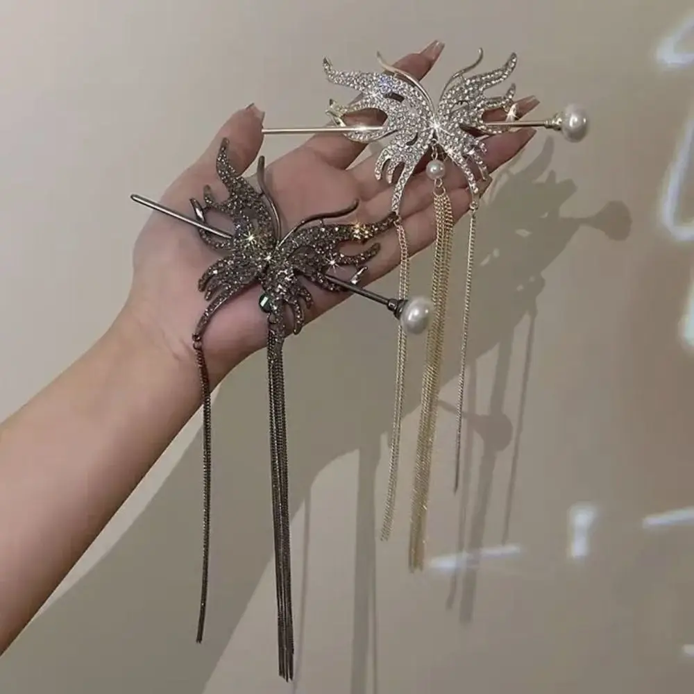 

Женская заколка для волос с бабочкой и жемчугом