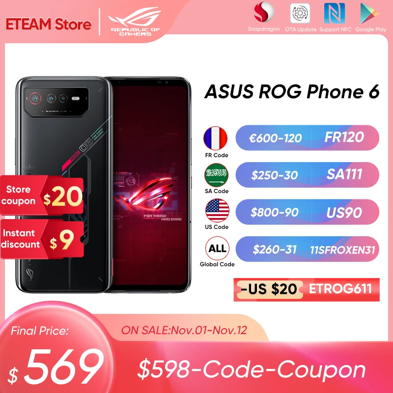 Najtaniej Globalny ROM ASUS ROG Telefon 6 Wielojęzyczny Snapdragon 8 + Gen 1 6000mAh Bateria 165Hz AMOLED ROG 6 5G Telefon Gry Google Play Store Ceny Globalny ROM ASUS ROG Telefon 6 Wielojęzyczny Snapdragon 8 + Gen 1 6000mAh Bateria 165Hz AMOLED ROG 6 5G Telefon Gry Google Play Store