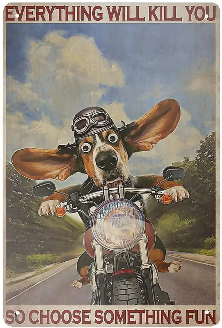

Motorcycle and Dog tin Signs so Choose Some Interesting Bars, Clubs, Restaurants, Home Wall Decoration 8x12 inches (6)