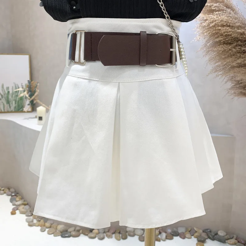 

Niche Design New Women's Clothing 2022 Summer High Waist Thin Hot Girl A-line Pleated Fishtail Skirt With Belt Shorts