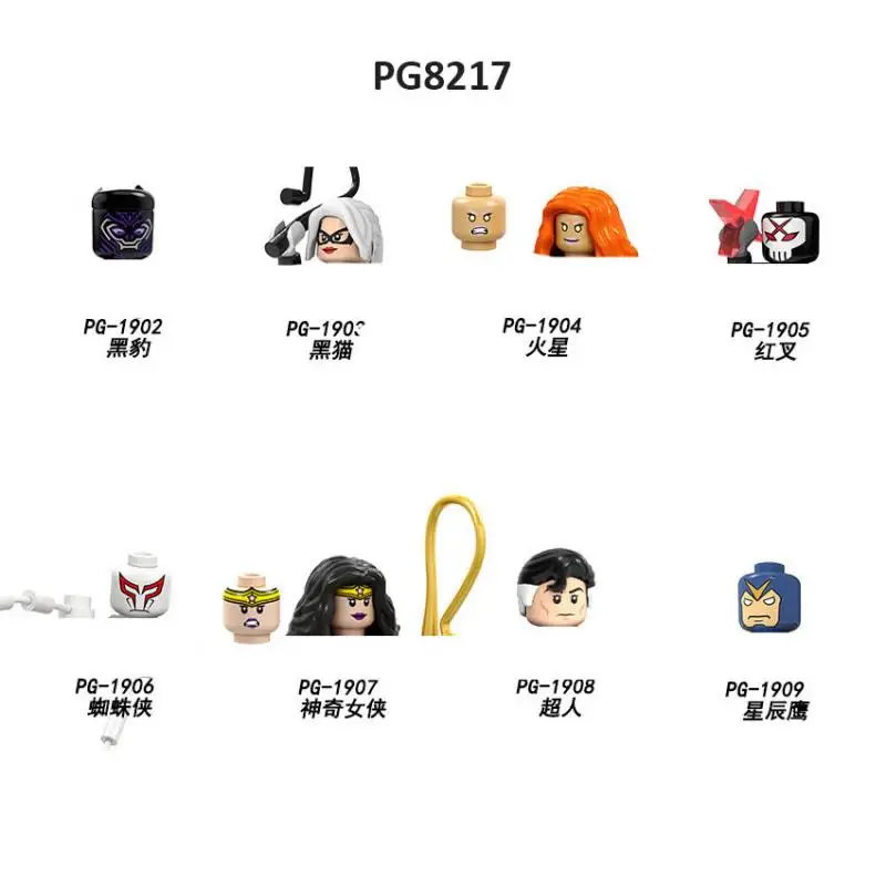 

Конструктор PG8217 серии героев, Человек-паук, Черная пантера, собранные строительные блоки, мини-фигурки, игрушки, мелкие частицы, строительны...