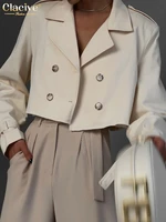 clacive fashion slim beige jacket woman casual lapel long sleeve womens blazer streetweaer elegant tops female clothing 2022