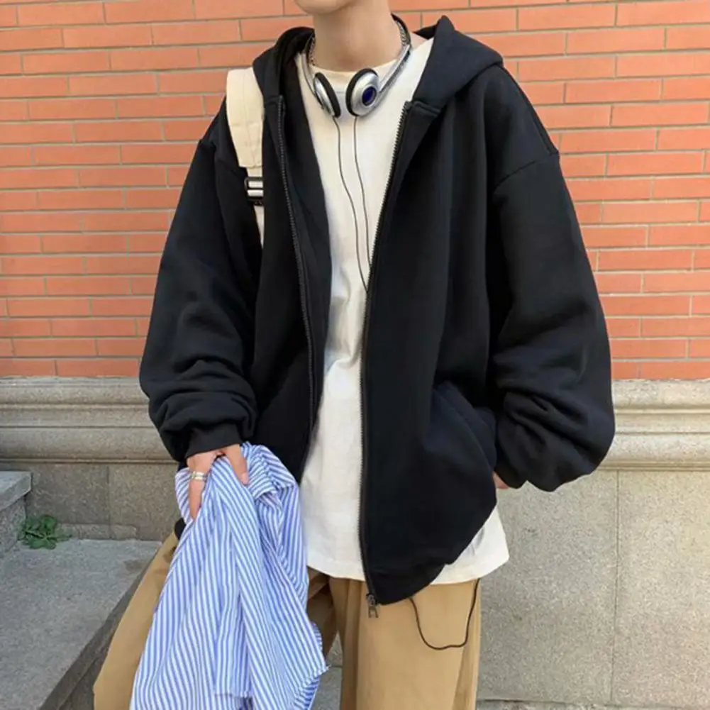 

Stylish Autumn Jacket Hooded Cardigan Soft Zip Up Elastic Hem Autumn Jacket