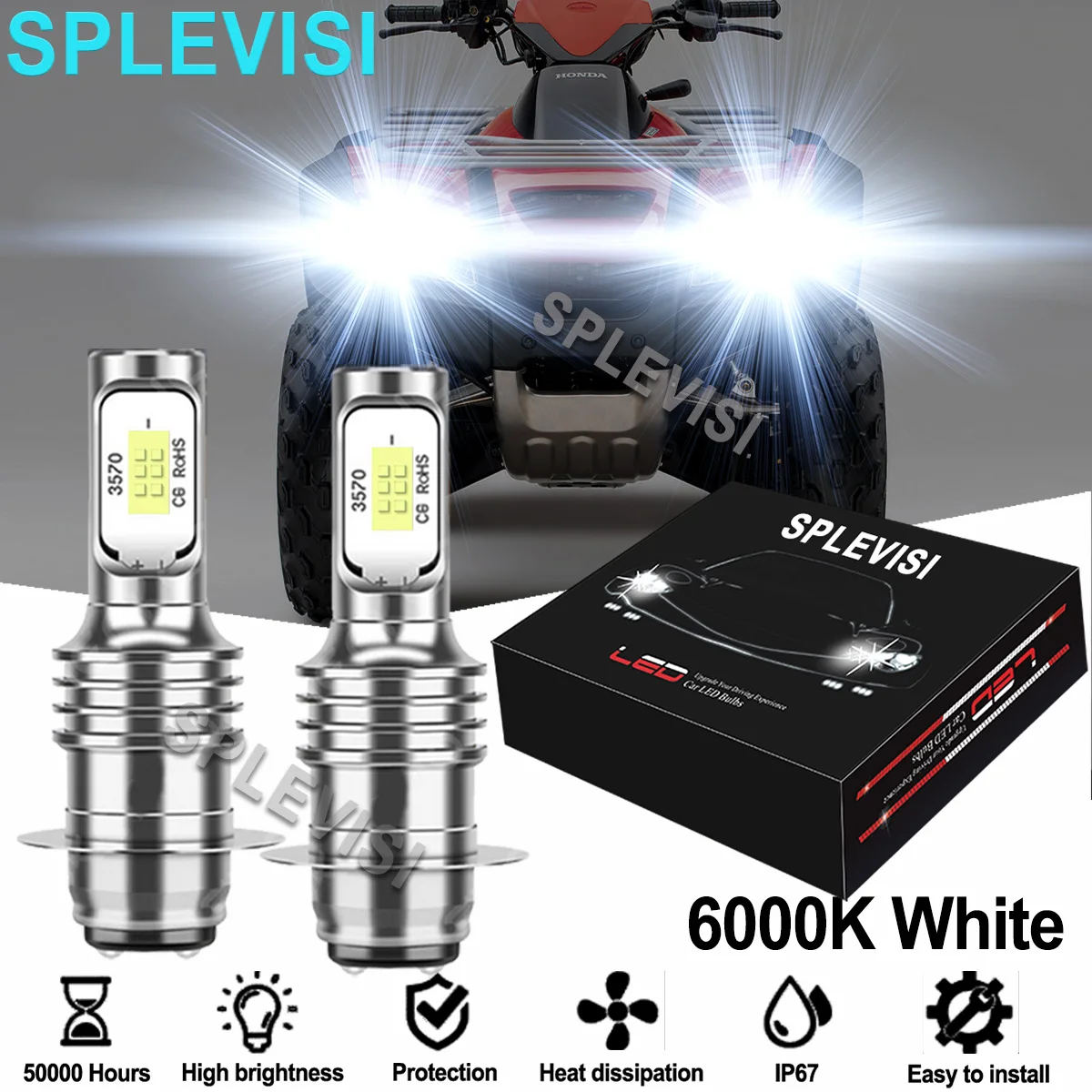 

2PCS 6000K Bright White 35W LED Motorcycle Headlight Bulbs Kit For Honda FourTrax Foreman 500 2005 2006 2007 2008 2009