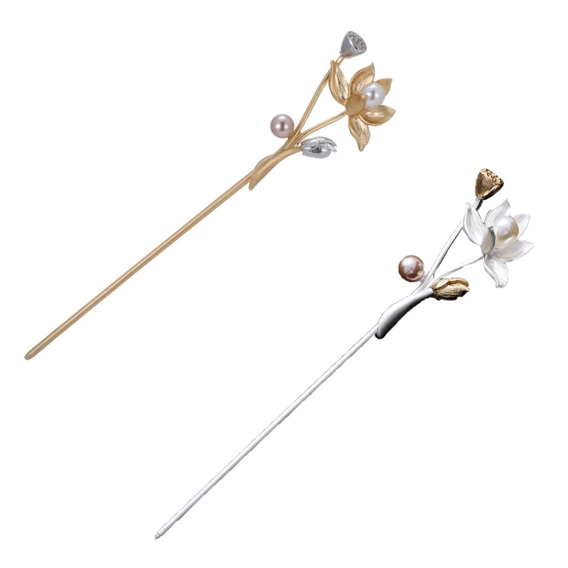 

Жемчужные декоративные палочки для волос в форме лотоса, большая шпилька для волос, инструменты для укладки волос, аксессуары