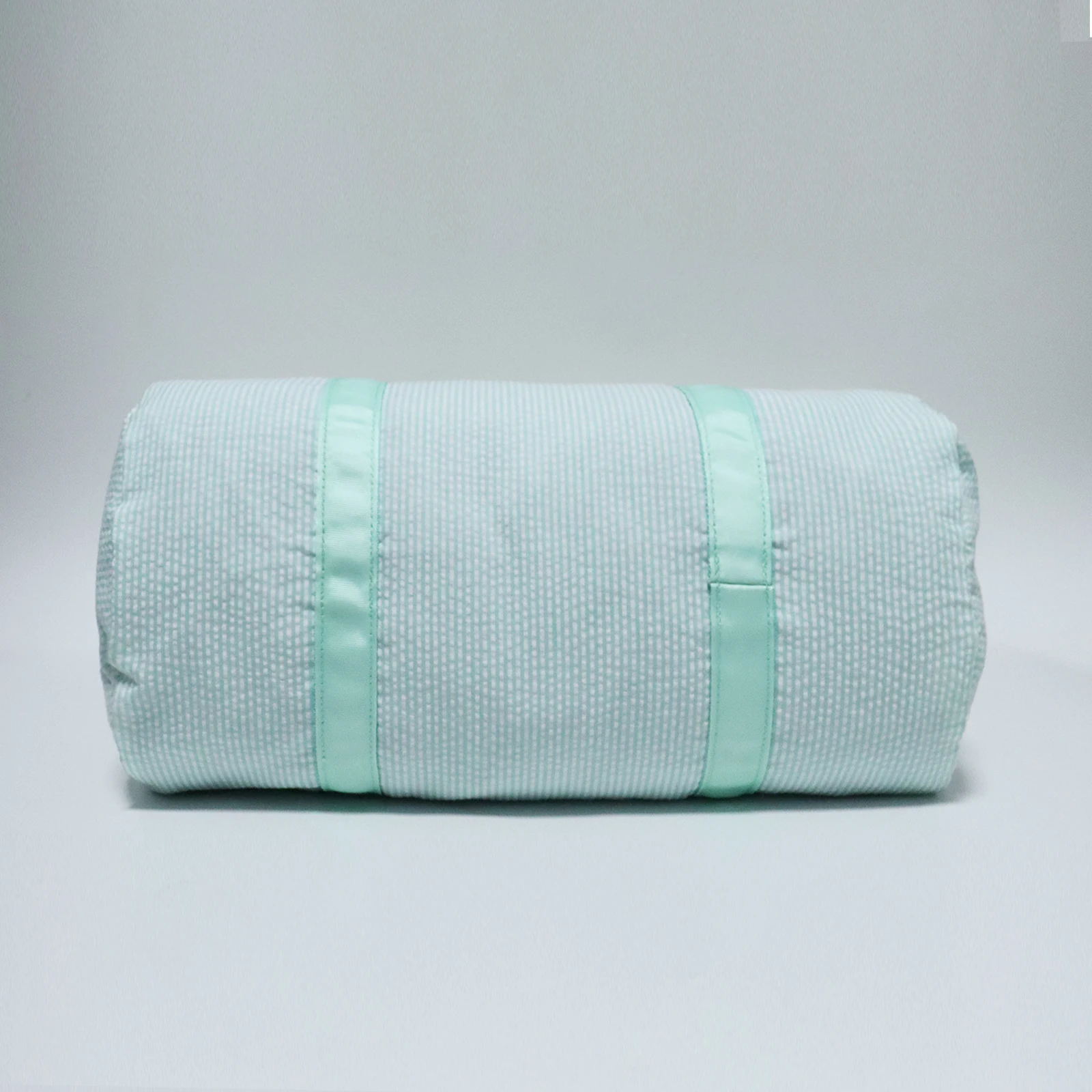 New Green Seersucker Duffle Bags Toddler Soft Preschooler Seersucker Traveling Bags For Vacation Children Weekend Bag Domil103