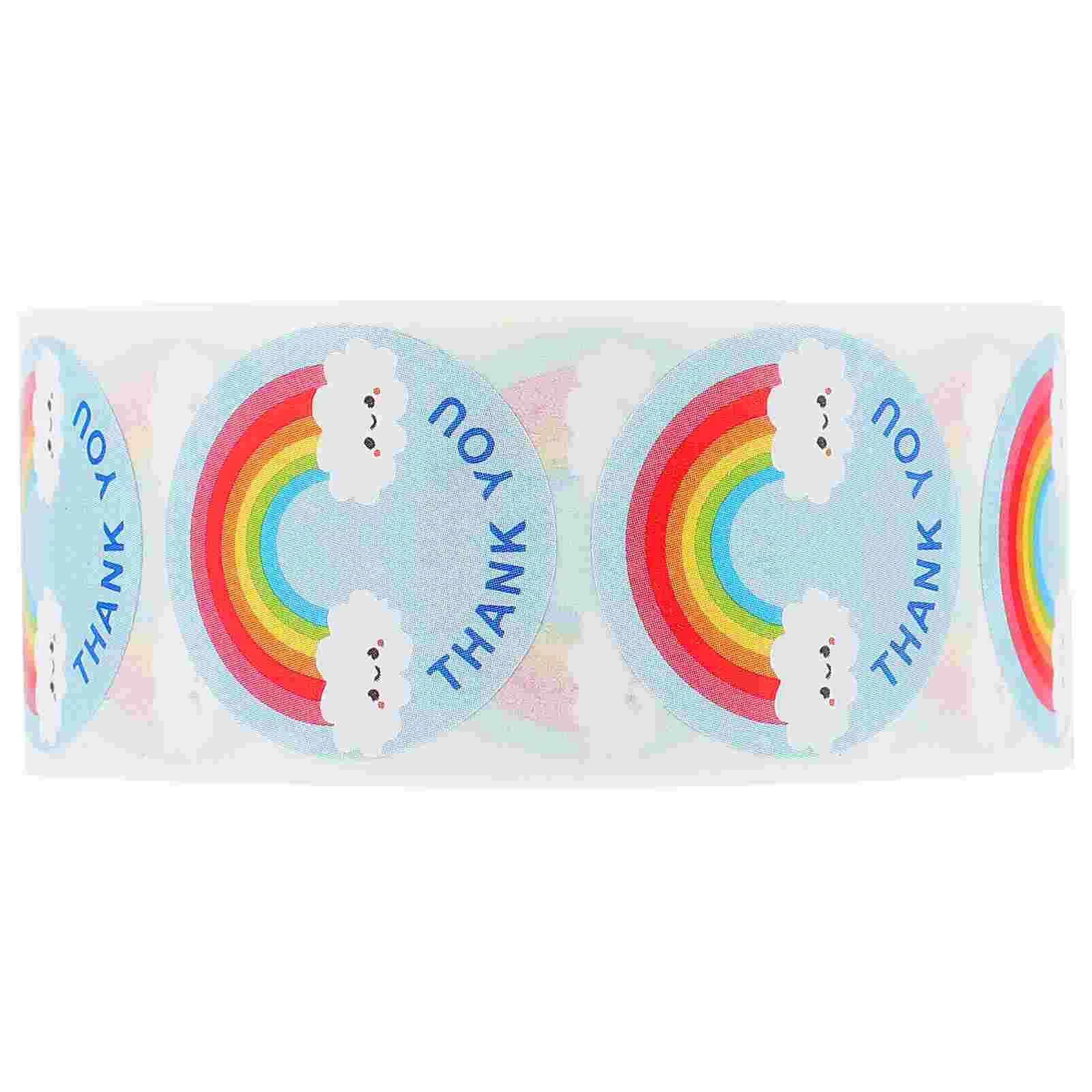 

1 Roll Gift Packing Stickers Thank You Labels Rainbow Pattern Stickers