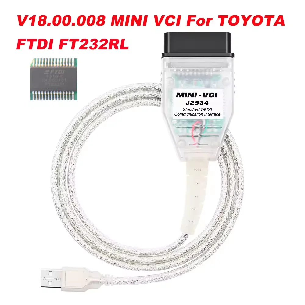 Фото Автосканер OBD2 V18.00.008 MINI VCI для TOYOTA TIS Techstream Mini vci с чипом FTDI FT232RL, диагностический кабель OBD2 J2534 для автомобилей №1