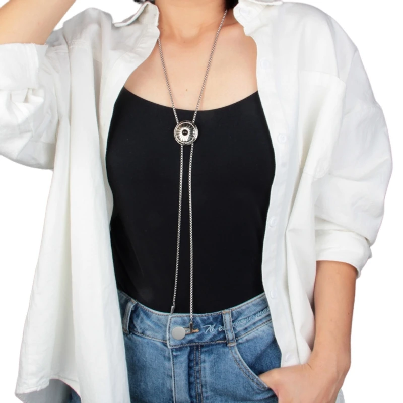 Круглый цветок болас галстук западный ковбойский галстук-боло металлический