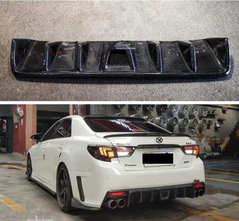 REAL CARBON FIBER REAR BUMPER TRUNK LIP SPOILER SPLITTER DIFFUSER For Toyota Reiz / MARK X 2012 2013 2014 2015 2016