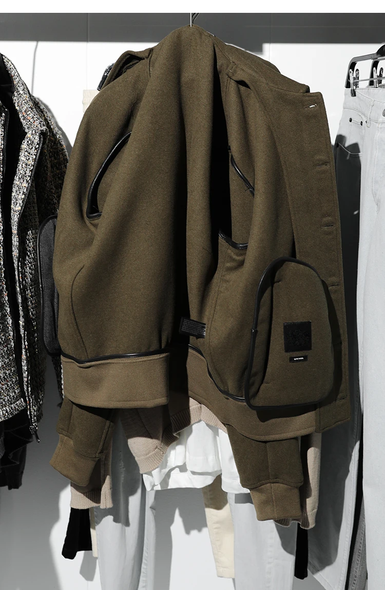 Оригинальное качество осенне-зимняя куртка мужская шерстяная приталенная с