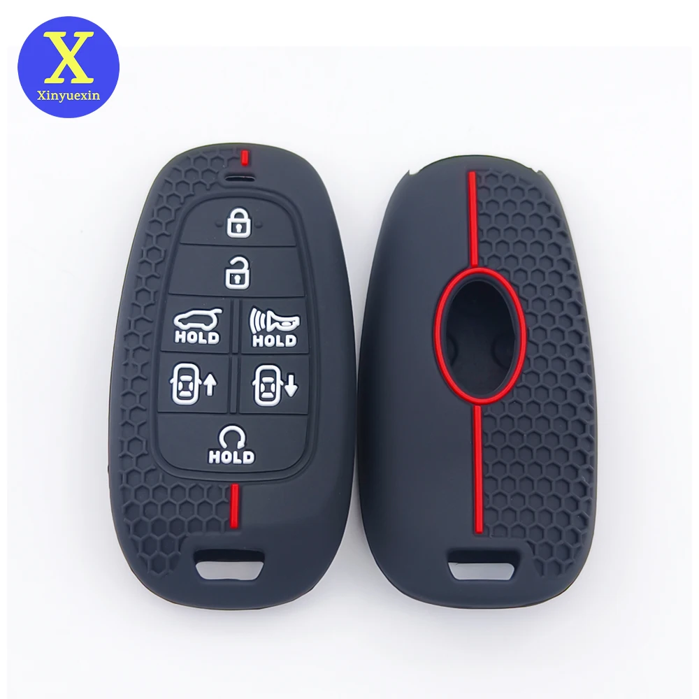 

Силиконовый чехол для смарт-брелока Xinyuexin для Hyundai Tucson Santa Fe, 7-кнопочный пульт дистанционного управления, защитный держатель, 2 шт./лот