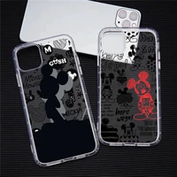 cartoon disney mickey mouse phone case for iphone 13 12 11 pro max mini xs 8 7 plus x se 2020 xr transparent soft cover
