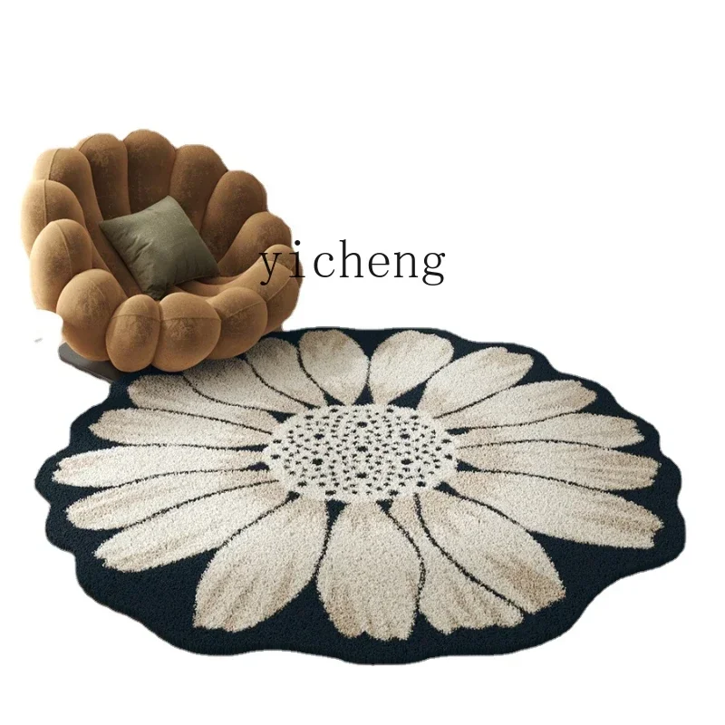 

ZC Cream Style round Living Room Carpet Irregular Advanced Bedroom Bedside Sofa and Tea Table Thick Dressing Table Chair Cushion
