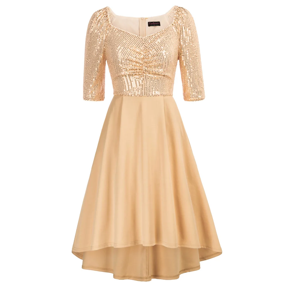 

Женское коктейльное платье Curlbiuty с пайетками, с квадратным вырезом и рукавом 1/2, ТРАПЕЦИЕВИДНОЕ ПЛАТЬЕ, элегантное дамское свободное платье ...