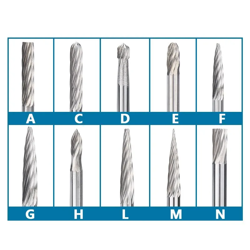 Набор фрез для резьбы по дереву комплект из 10 твердосплавных насадок 3 мм