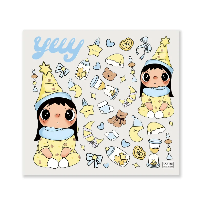 Наклейки Yuyu Flower Season Girl Blue Yuyu Relief Jelly, водонепроницаемые 3D DIY стикеры для рабочего стола, кружек, планшетов, украшения, подарок (art.: 3920dca7df67c) - 3920dca7df67c