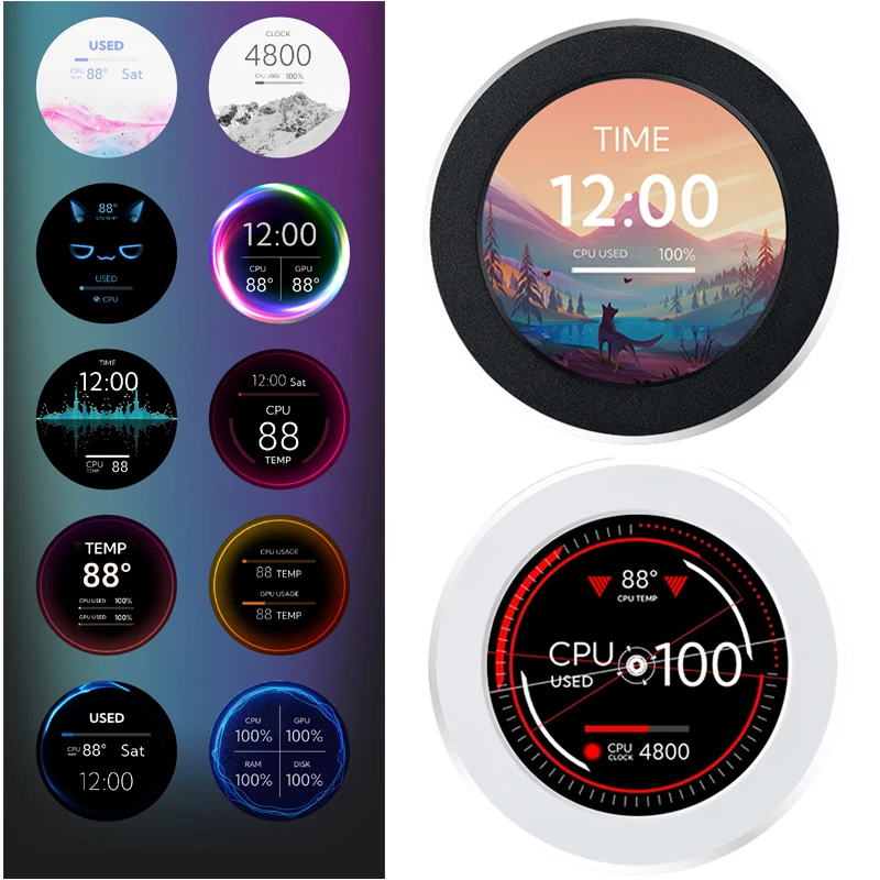

2.1 Inch IPS Monitoring Circle Expand Display Screen CPU,GPU,RAM,SSD Operating Date,Computer Water Cooling Monitor Device
