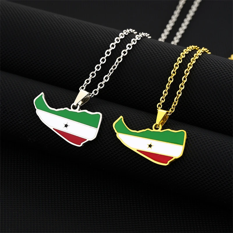 

Stainless Steel Enamel Somalia Map Flag Pendants Necklaces Silver Color,Gold Color Chain Jewelry For Women/Men Somaliland