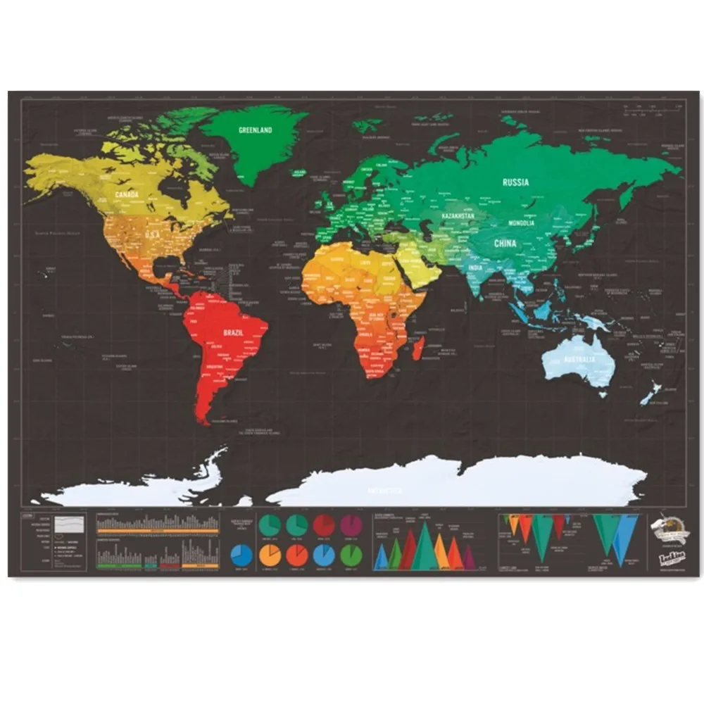 

Настенный художественный постер с флажками, карта с покрытием от царапин, Карта путешествий с подробными именами мест и границами