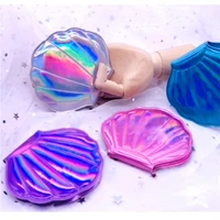 shell shape makeup mirror portable makeup vanity foldable laser pocket mirror cosmetic hand compact mirror