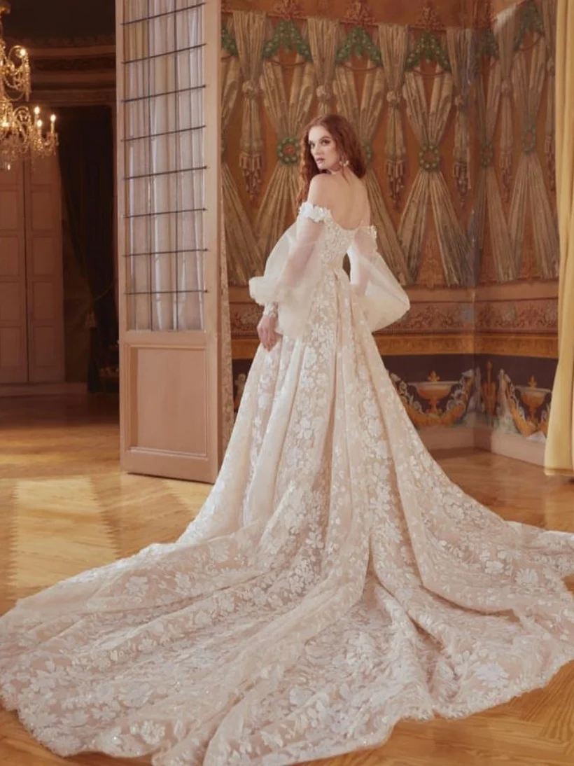 Фото Vestido Novia 2 En 1, демонстрационное платье 2024 De Manga Larga Encaje, свадебное платье, женское элегантное роскошное платье Vestidos Alta Costura на заказ №2