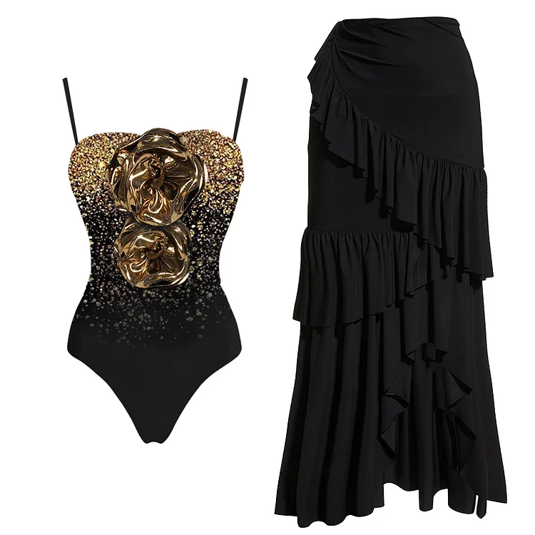 2024 новый летний купальник для отдыха женский цельный на бретельках комплект