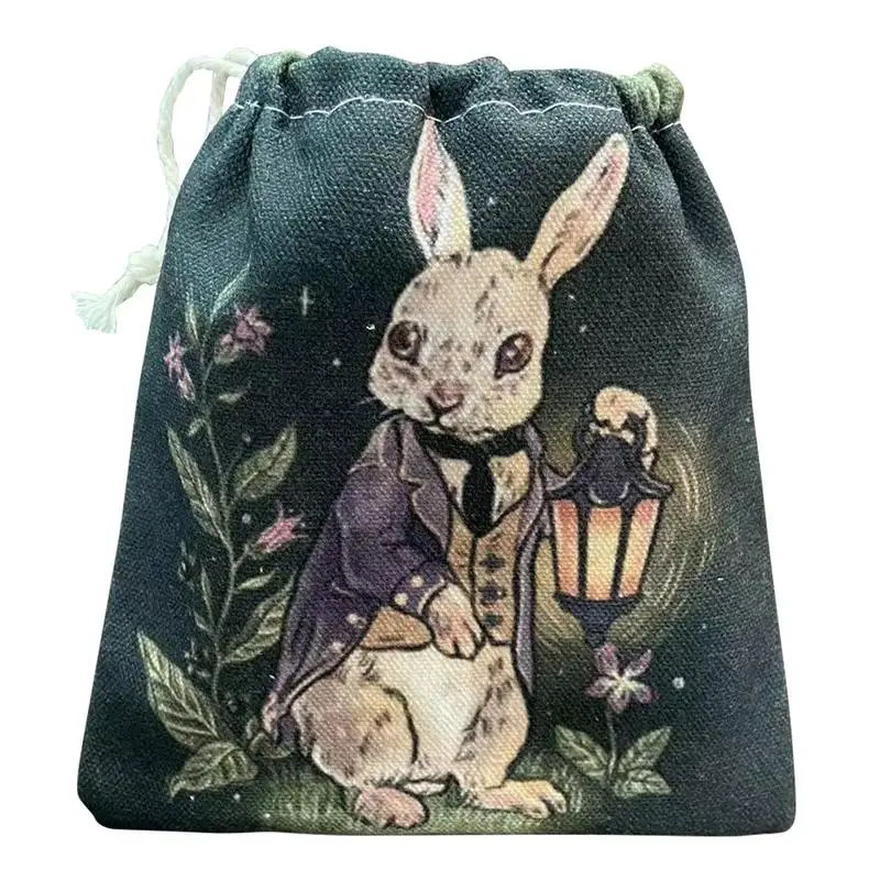 

Oracle Card Bag Jewelry Pouch Small Size With Ghost Festival Rabbit Printing Storage Pouches Small Size For Rune Dice Jewelry