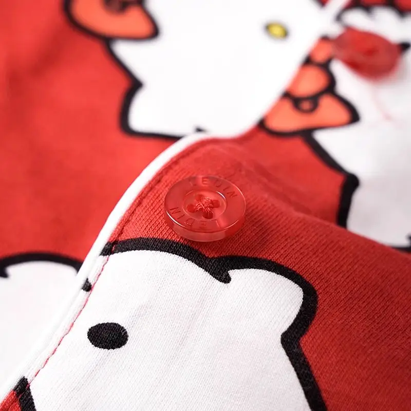 Новинка Милая женская пижама весна-осень чистый хлопок красный с длинным рукавом