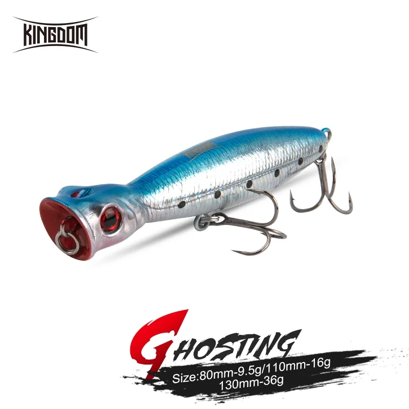 Kingdom TopWater Popper Профессиональные рыболовные приманки Жесткие искусственные 8 см 10 13