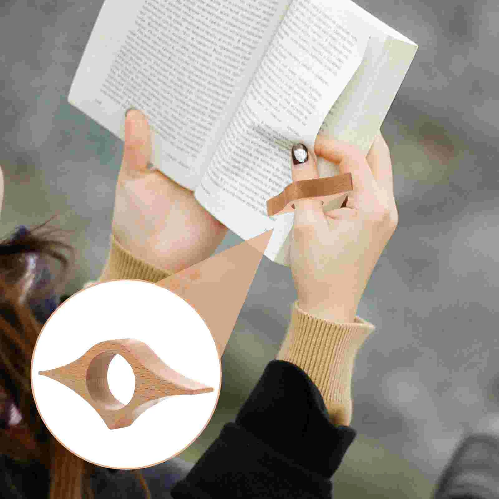

Book Holder Stand Reading Accessories Thumb Ring Page Holders Bookshelf Household Wooden Aid Reading Bookmark