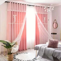 high precision hollow star stitching double layer childrens princess room bedroom high shading window curtains floating girls