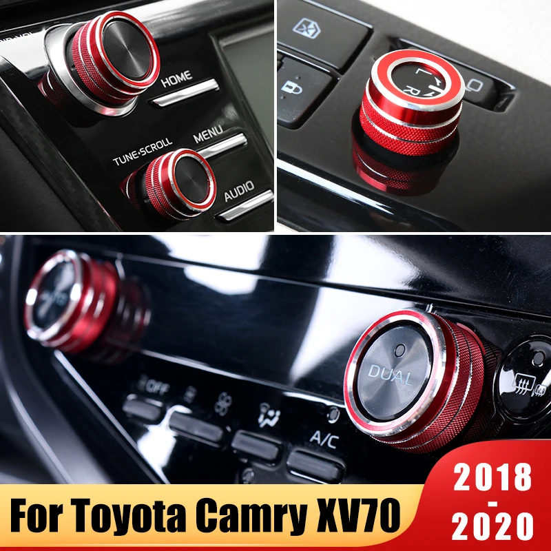 

Aluminum Alloy Car Air Conditioning Volume Knob Ring Cover Trim Decorate For Toyota Camry 2018 2019 2020 XV70 Hybrid Accessories