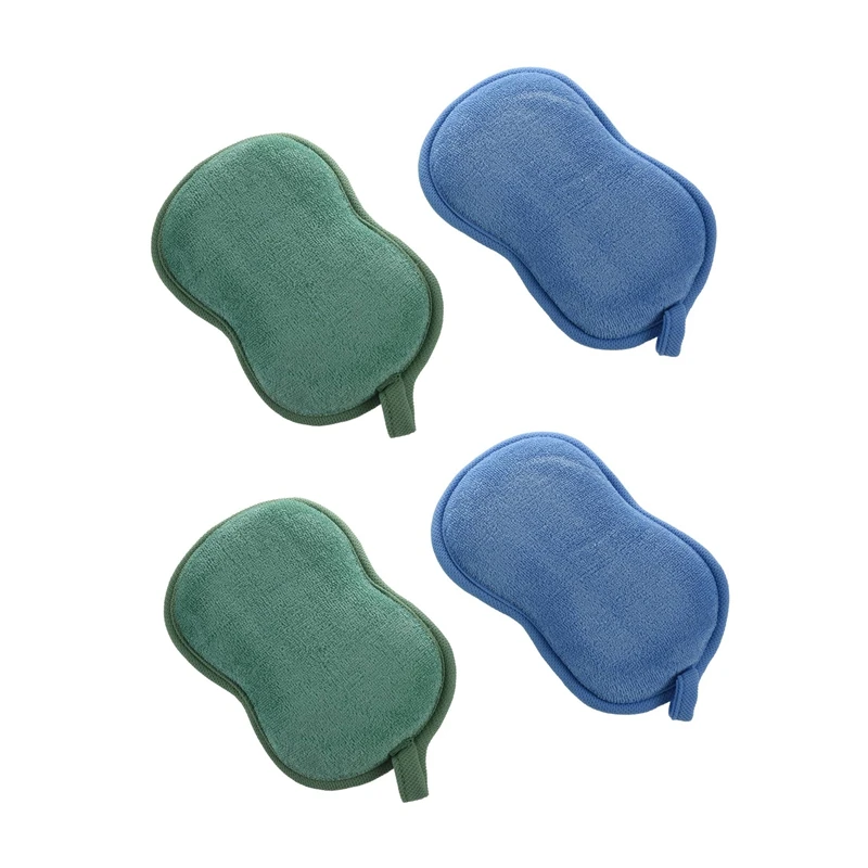 

Natural Bamboo Baby Bath Sponge-4 Pack-Ultra Soft & Absorbent Sponge Green Blue