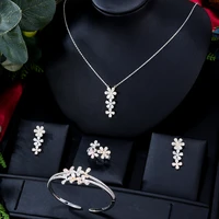godki luxury 4 pcsflower saudi arabia jewelry sets for women wedding cubic zircon crystal cz aretes de mujer modernos 2019