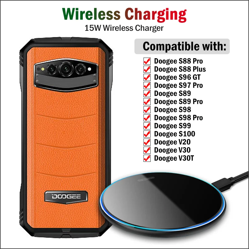 Быстрое беспроводное зарядное устройство 15 Вт для Doogee S100 S99 S98 S89 Pro/S88 Plus/S96 GT/DK10 V11 V20