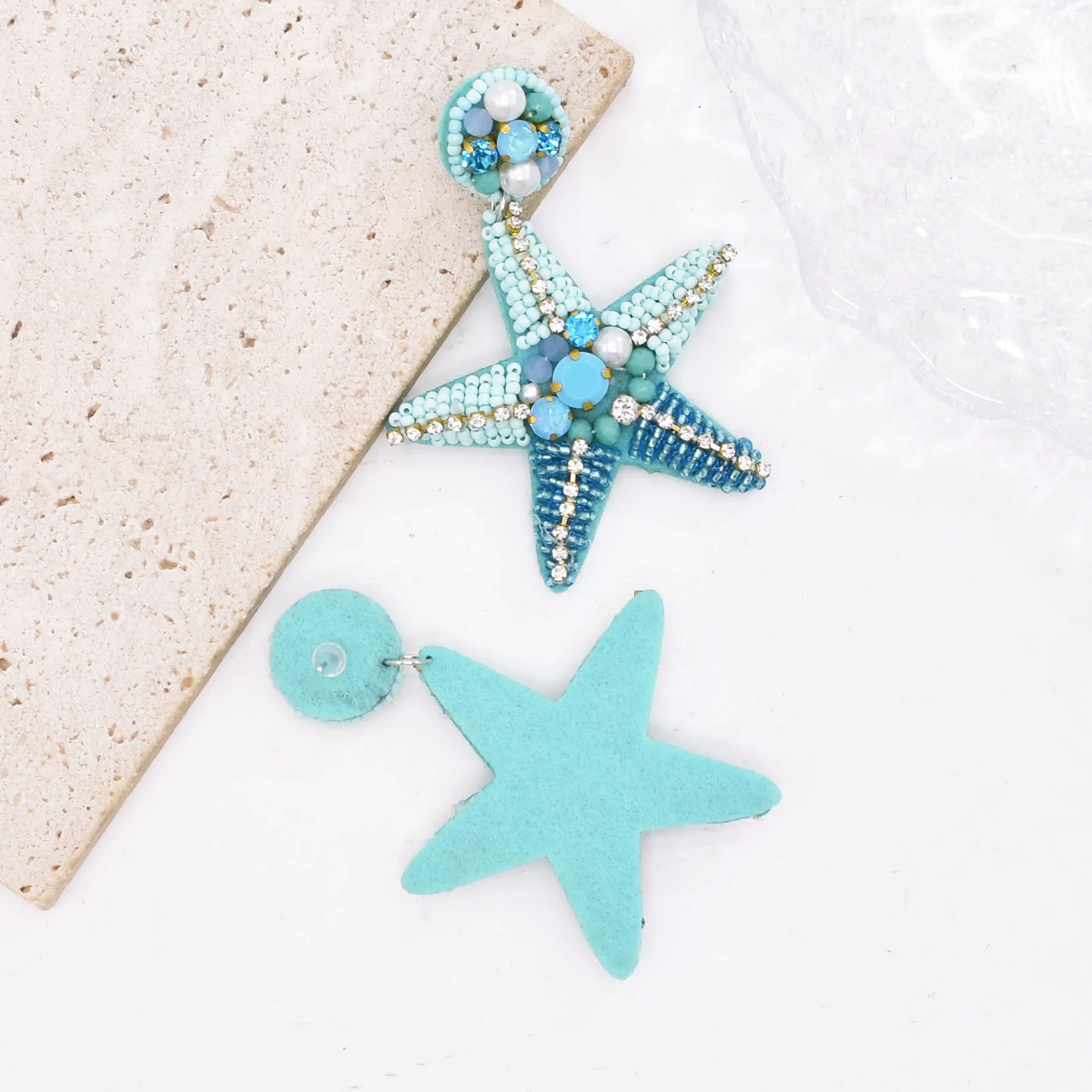 Модные женские серьги-подвески в стиле панк с голубыми морскими звездами и