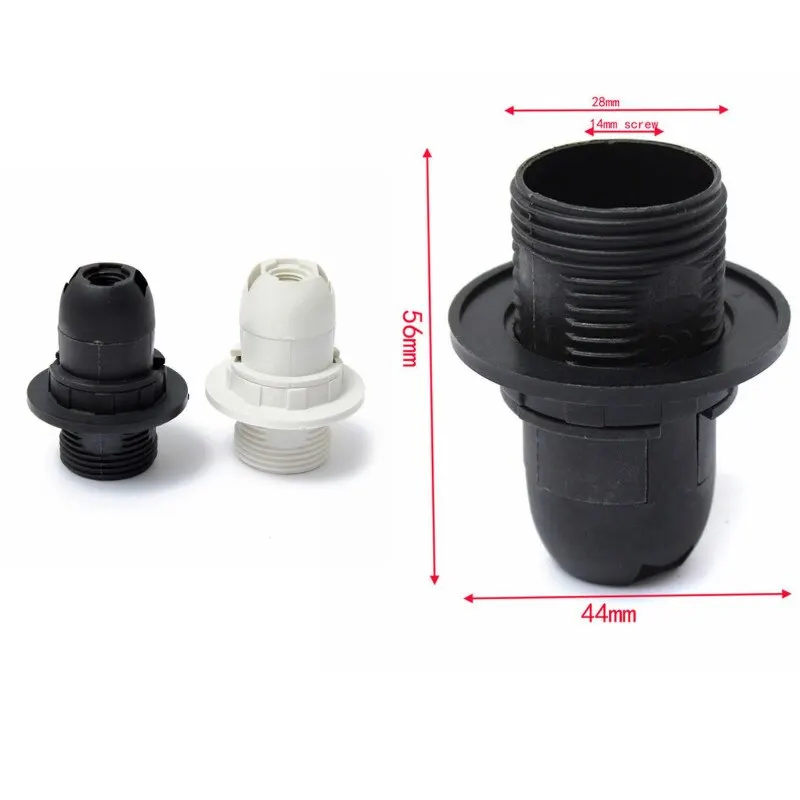 

2PCS 56x44mm White Black 2A 250V E14 Screw Card-type Lamp Holder CE Certification E14 Socket High Quality