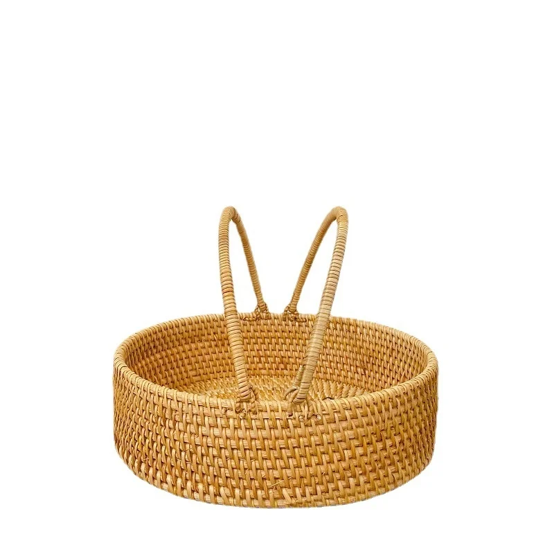 

CAMIGEL Rattan HandWoven Basket for Storage, Outdoor Picnic Basket with Handle