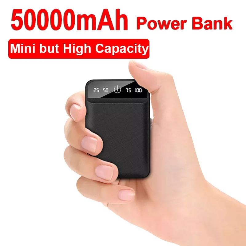 

50000mAh Mini Charger Portable Two-way Fast Charging Power Bank Digital Display External Battery for iPhone Xiaomi Samsung