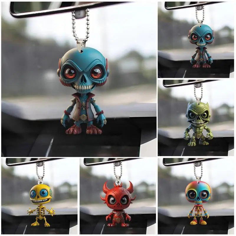 

Car Rearview Mirror Pendant Creative 2D Acrylic Alien Hanging Ornament Durable Horror Automotive Pendant For Car Interior Decor