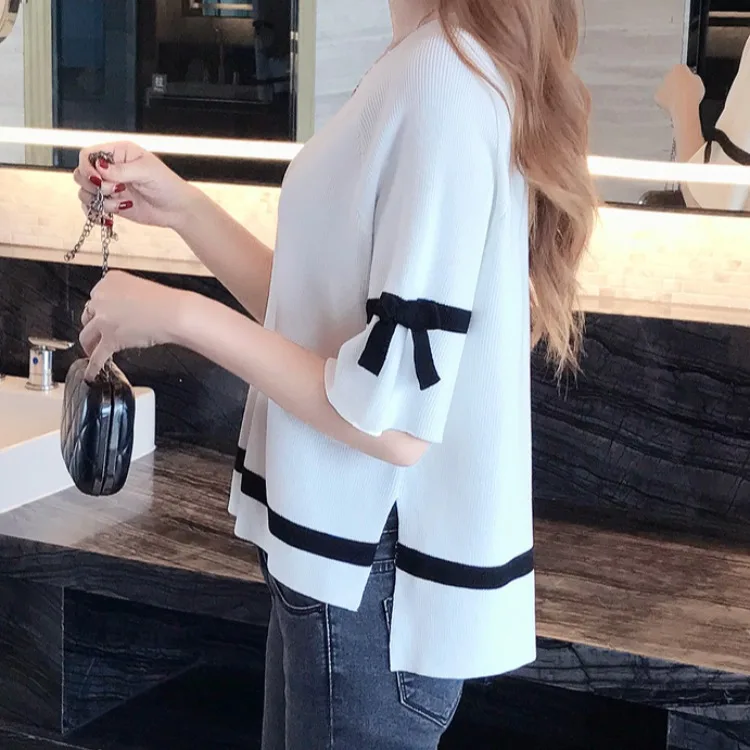 Женская футболка с расклешенными рукавами Свободный Повседневный пуловер